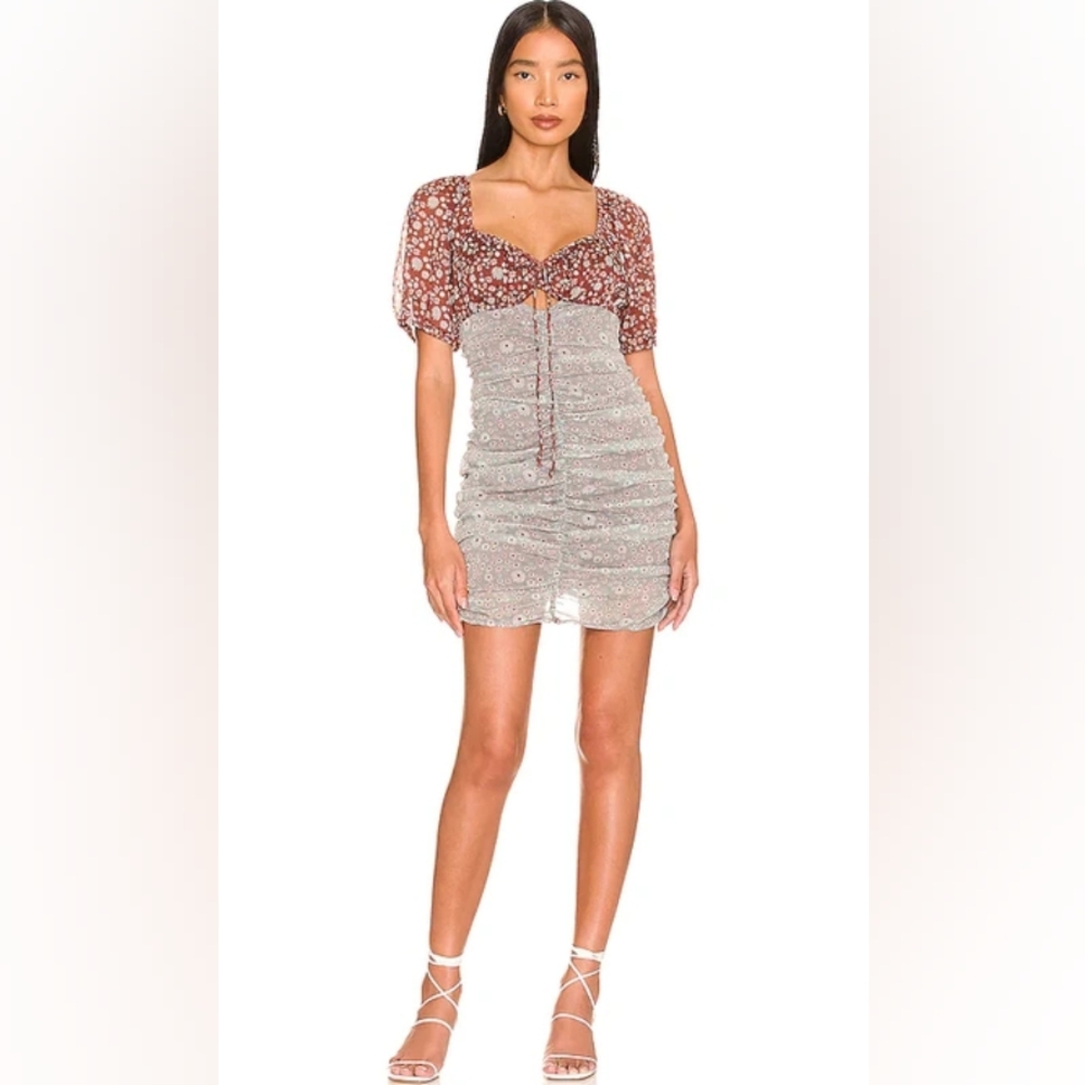 Free People Red and Gray Floral Dress